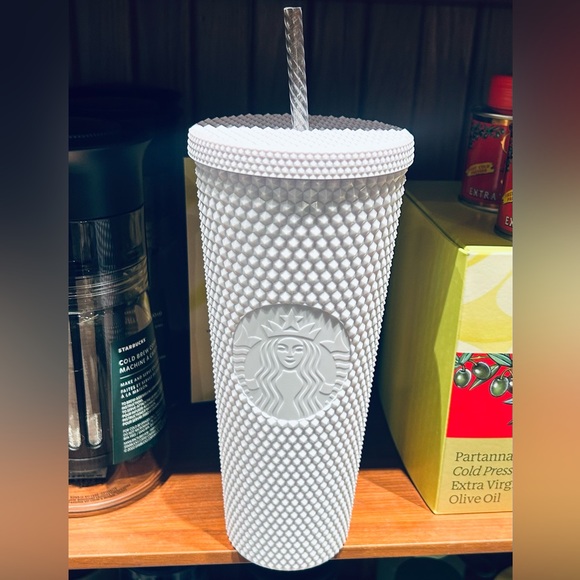 Starbucks Pearl White Studded Tumbler Lilac Bling Iridescent Venti Cup 24oz NWT - Picture 9 of 13